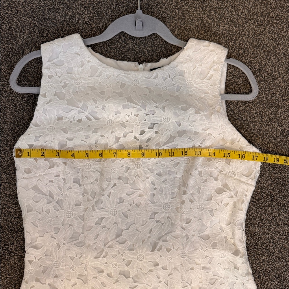 Lauren Ralph NWT Mini White Eyelet Floral Overlay Sleeveless Summer Dress Sz 12 - Picture 14 of 16